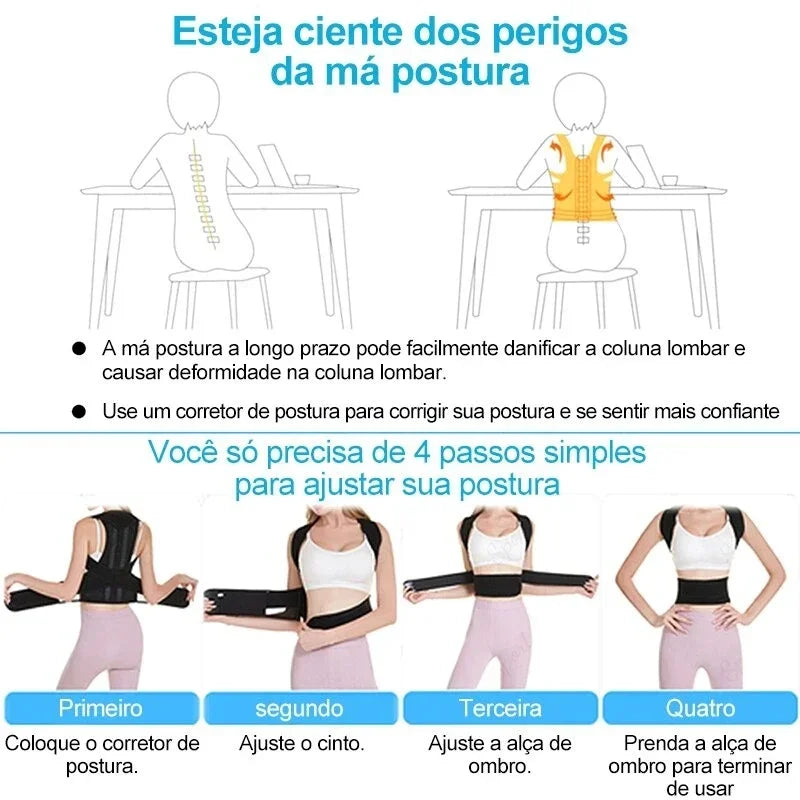 Achieve Posture with Adjustable, Breathable Polyester Posture Corrector - Universal Fit for Pain Rel