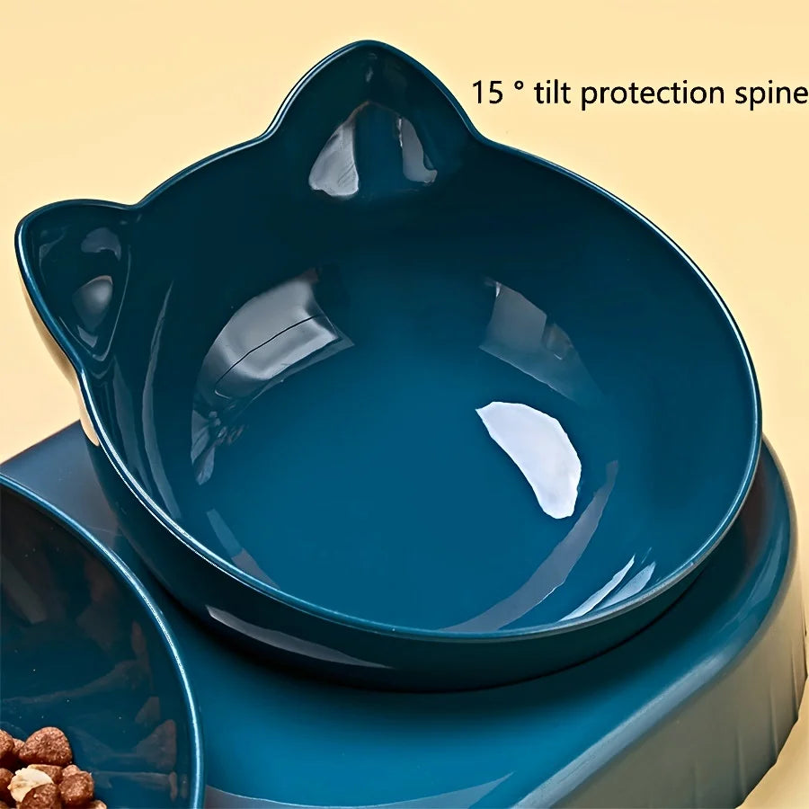 3 In 1 Cat Water And Food Bowl Set With Gravity Water Bottle For Neck Protection